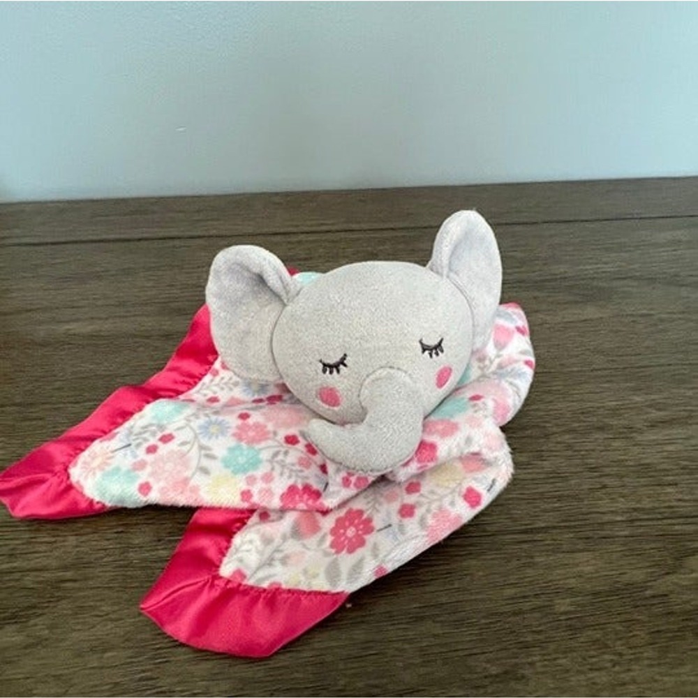 Parent's Choice Pink Floral Elephant Security Blanket Baby Lovey Plush